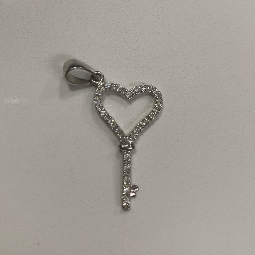 Heart Key Charm- Sterling Silver